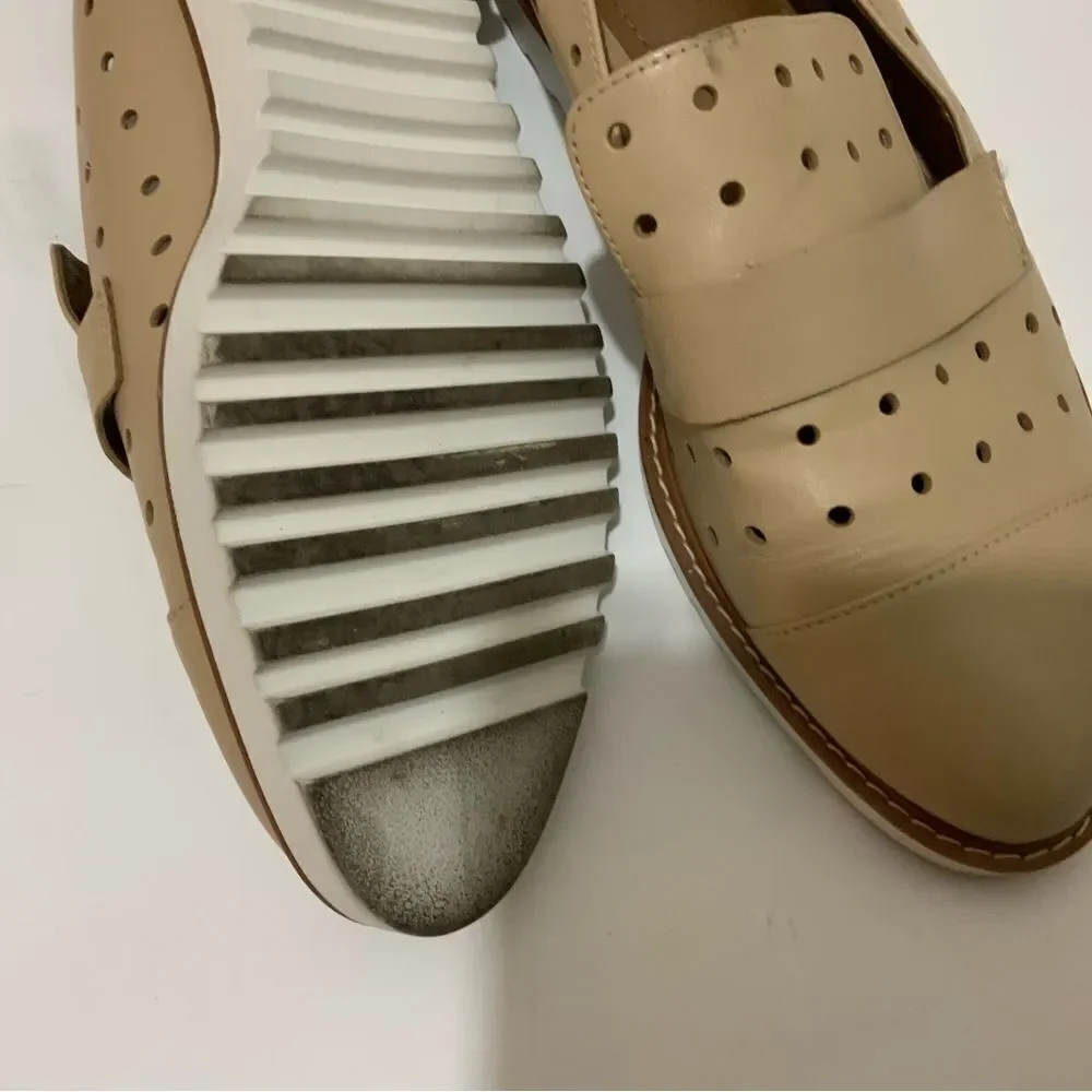 14th and Union perforated flats beige size 8.5 m